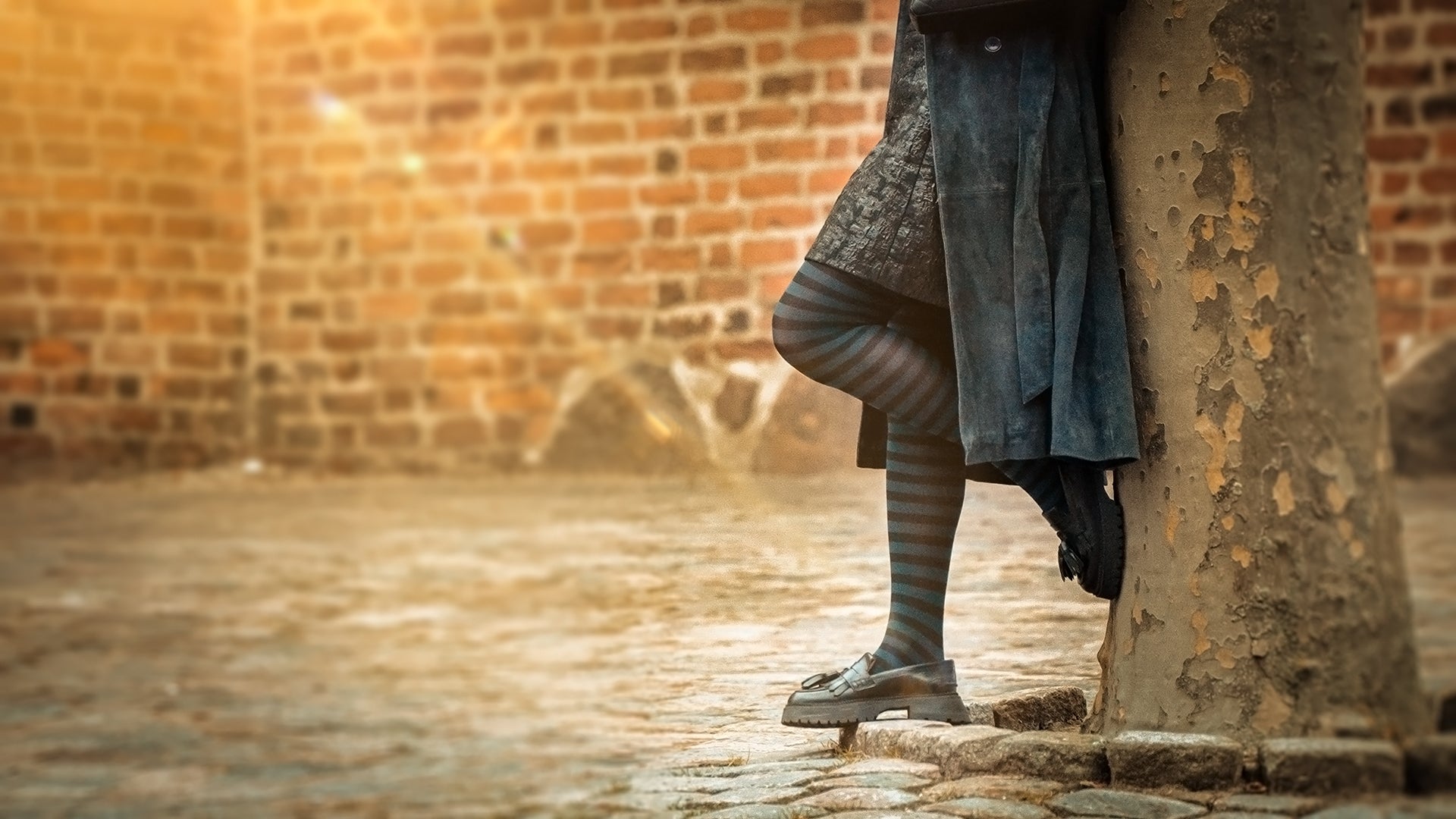 Stribede strømpebukser