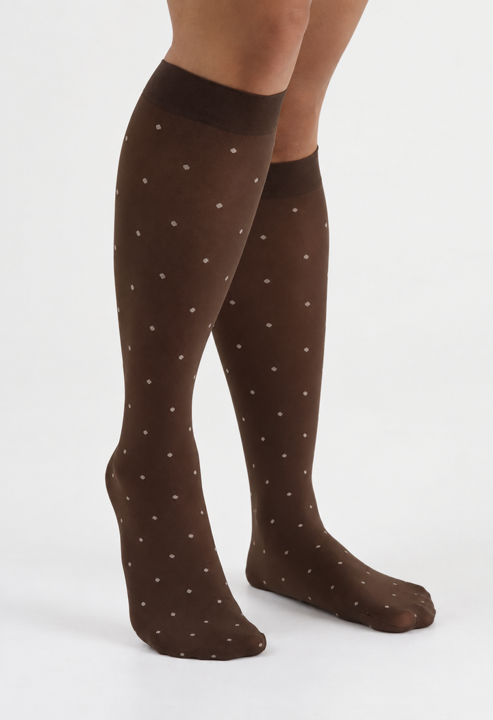 Agnes brown dot knee high sock
