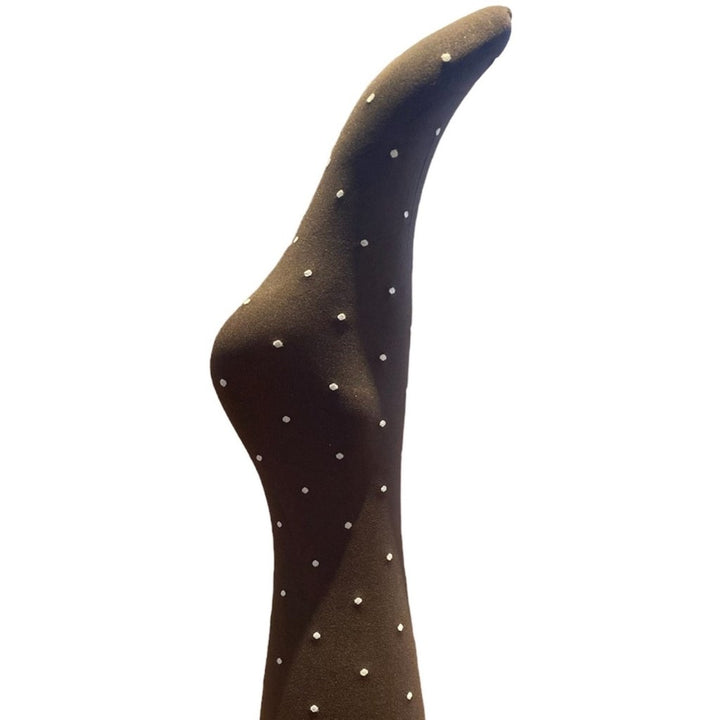 A MOÌ Agnes brown dot knee high sock Knee high sock Dark brown w. off white dots