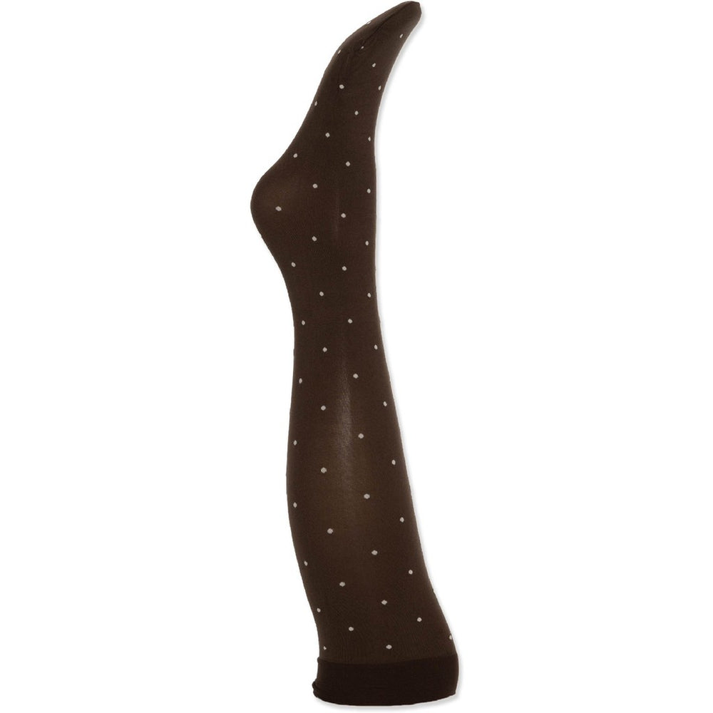 A MOÌ APS Agnes brown dot knee high sock Knee high sock Dark brown w. off white dots