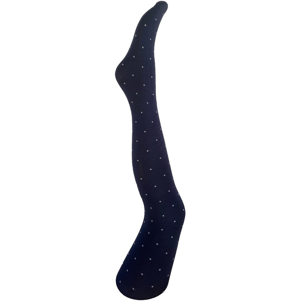 A MOÌ Agnes navy dot tights Tights Navy w. light grey dots