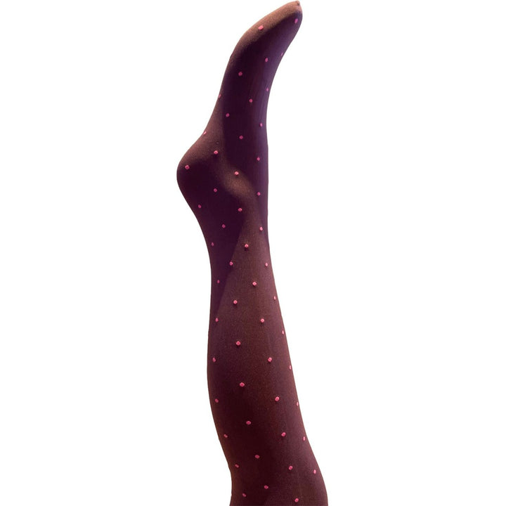 A MOÌ APS Agnes pink dot tights Tights Aubergine w. pink dots