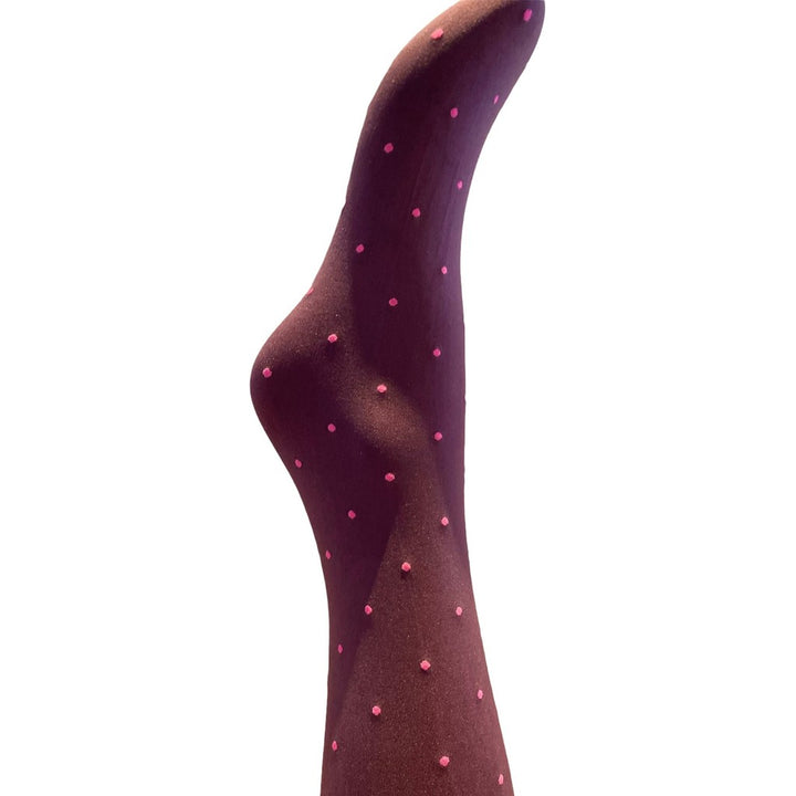 A MOÌ APS Agnes pink dot tights Tights Aubergine w. pink dots