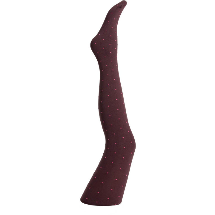 A MOÌ APS Agnes pink dot tights Tights Aubergine w. pink dots
