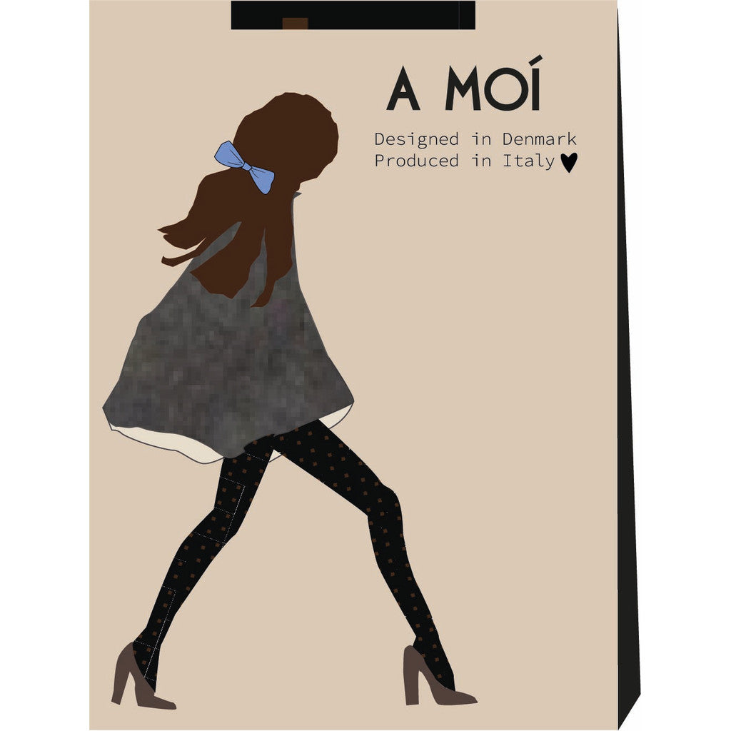 A MOÌ APS Alma Check Tights Tights Black w. brown check