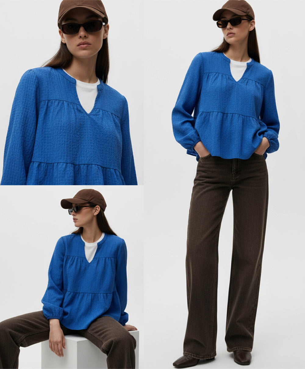 A MOÌ APS Berlin L/S blouse Blouses Ocean blue