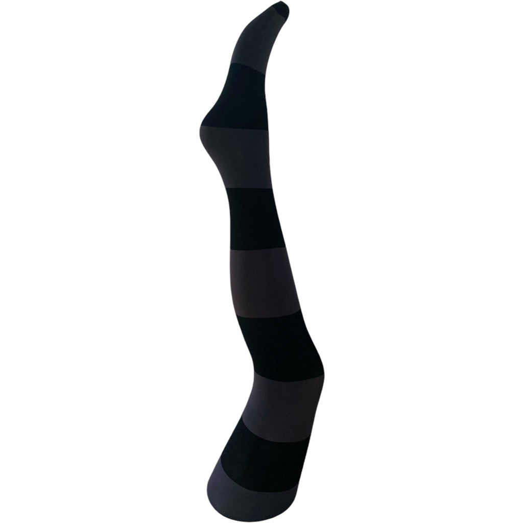 A MOÌ Inge wide stripe tights Tights Dark grey w. black stripe