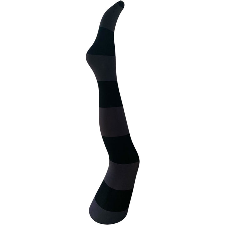 A MOÌ APS Inge wide stripe tights Tights Dark grey w. black stripe