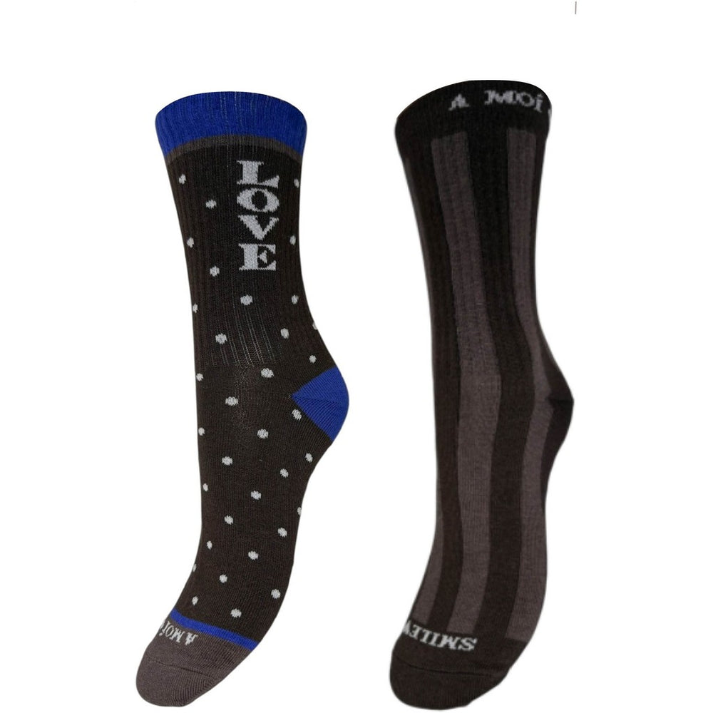 A MOÌ APS Love 2-Pack Sock Brown/Blue Ancle sock Brown/Blue