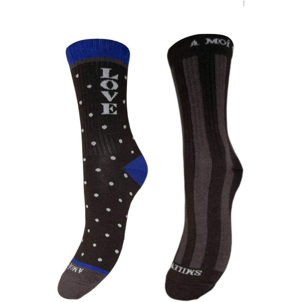 A MOÌ APS Love 2-Pack Sock Brown/Blue Ancle sock Brown/Blue