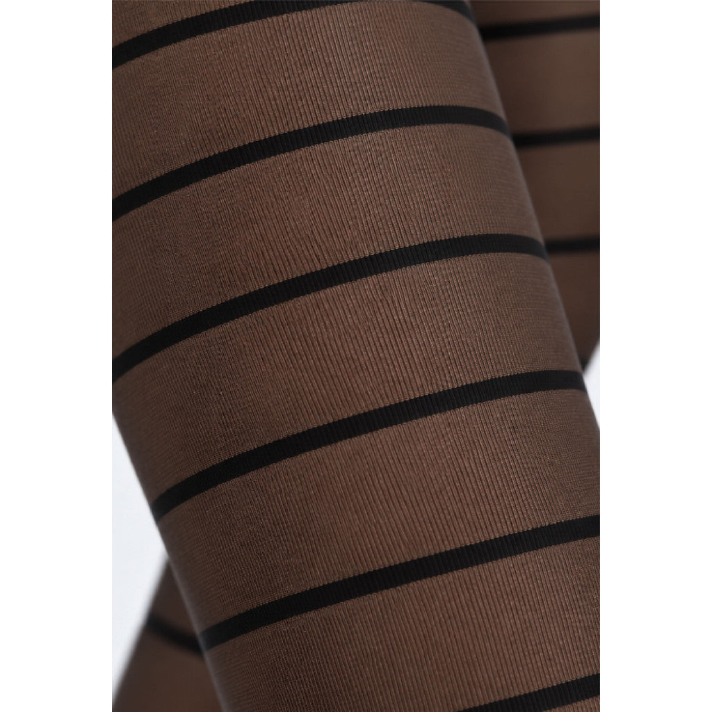 A MOÌ APS Maren Stripe Tights Tights Dark brown and black stripe