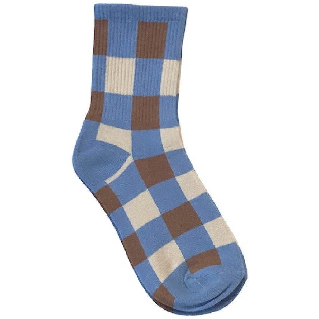 A MOÌ Naya blue check sock Sock Blue check