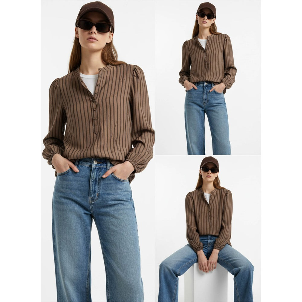 A MOÌ APS Oslo L/S blouse Blouses Brown stripes