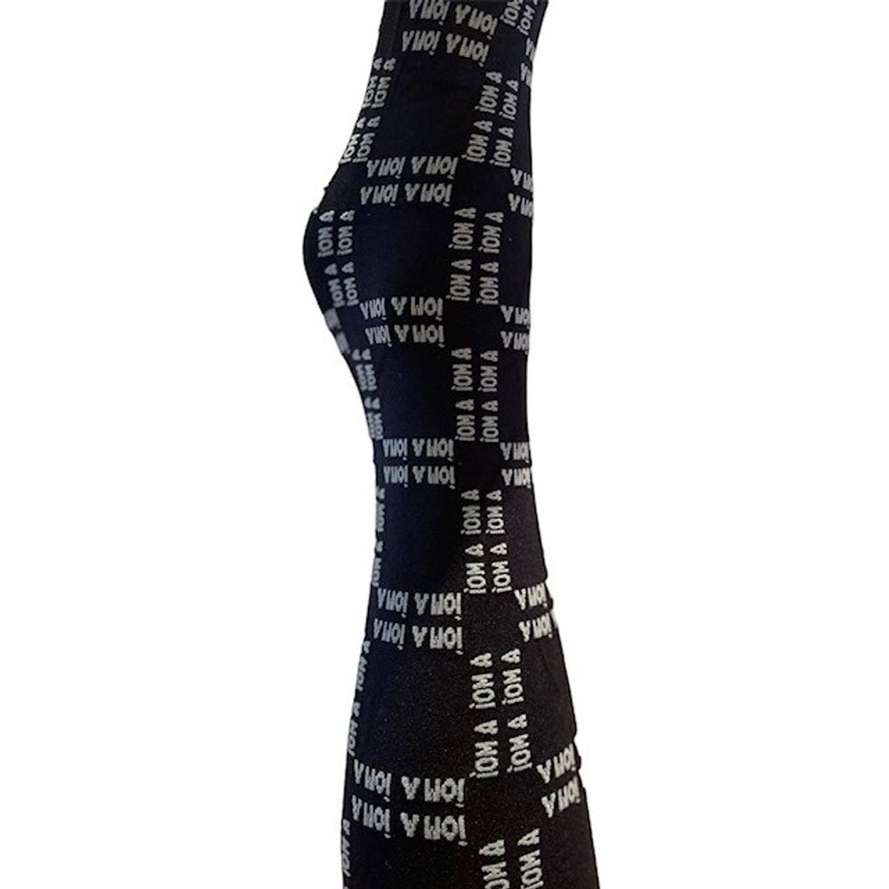 A MOÌ A MOÌ logo tights Tights Black w. grey logo text