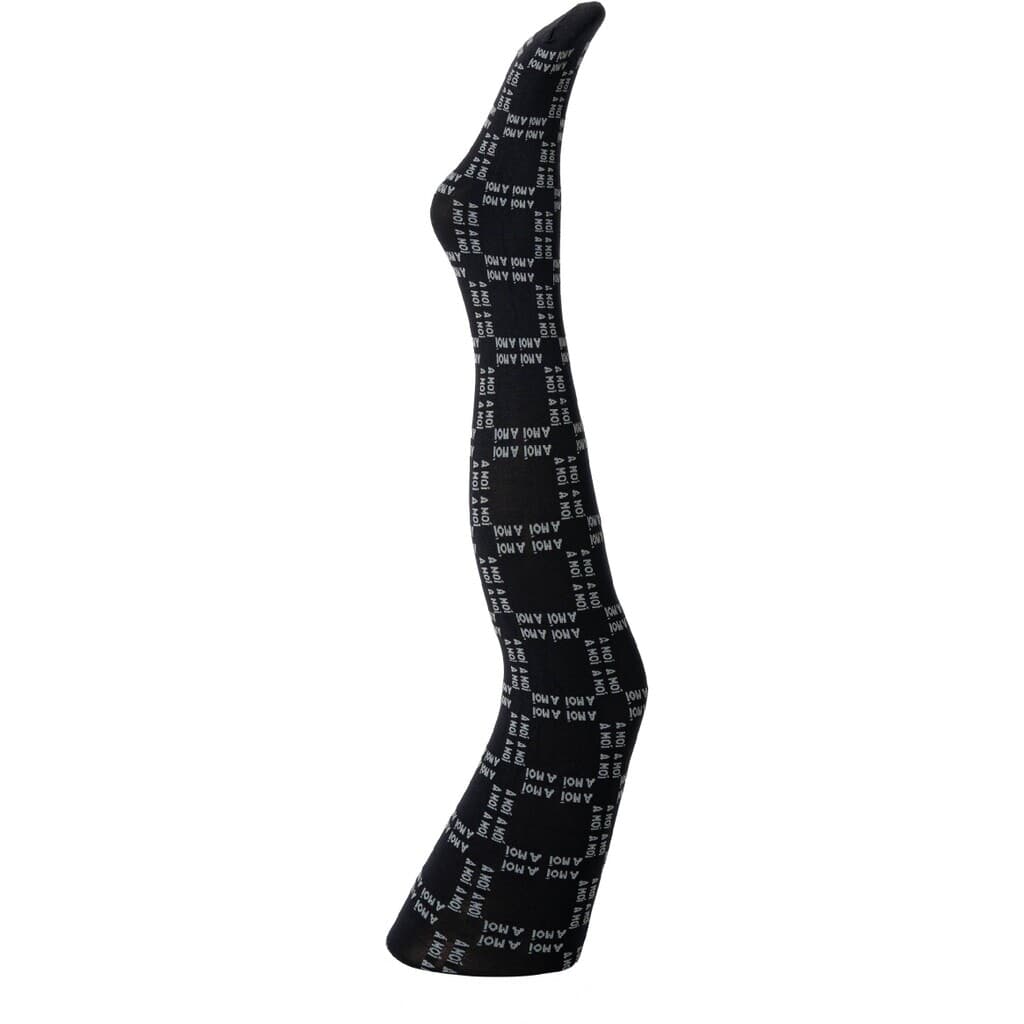 A MOÌ A MOÌ logo tights Tights Black w. grey logo text