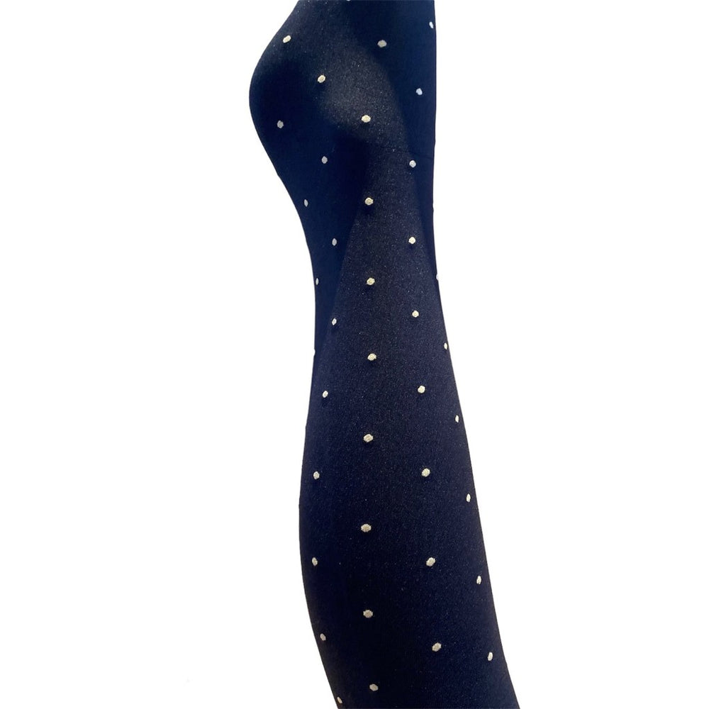 A MOÌ Agnes black dot tights Tights Black w. light sand dots
