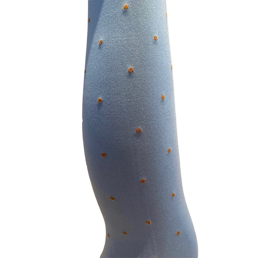 A MOÌ Agnes blue dot tights Tights Dusty blue w. cognac dots