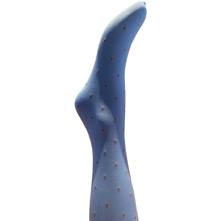 A MOÌ Agnes blue dot tights Tights Dusty blue w. cognac dots