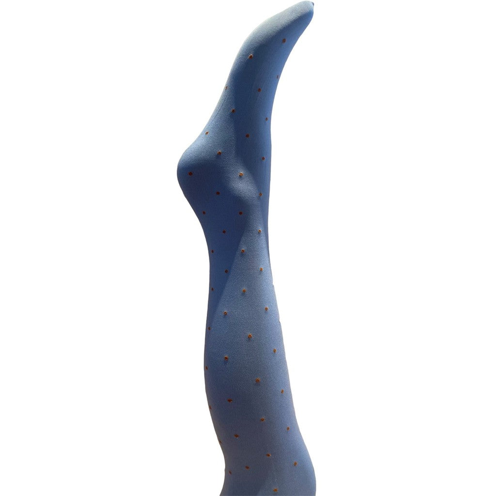 A MOÌ Agnes blue dot tights Tights Dusty blue w. cognac dots