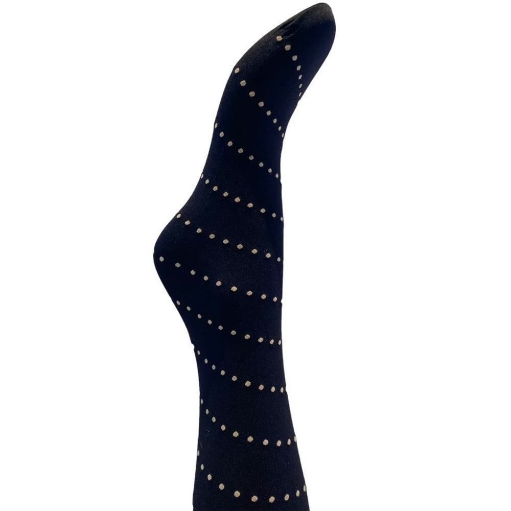 A MOÌ Ellen black bias dot tights Tights Black w. light sand dots