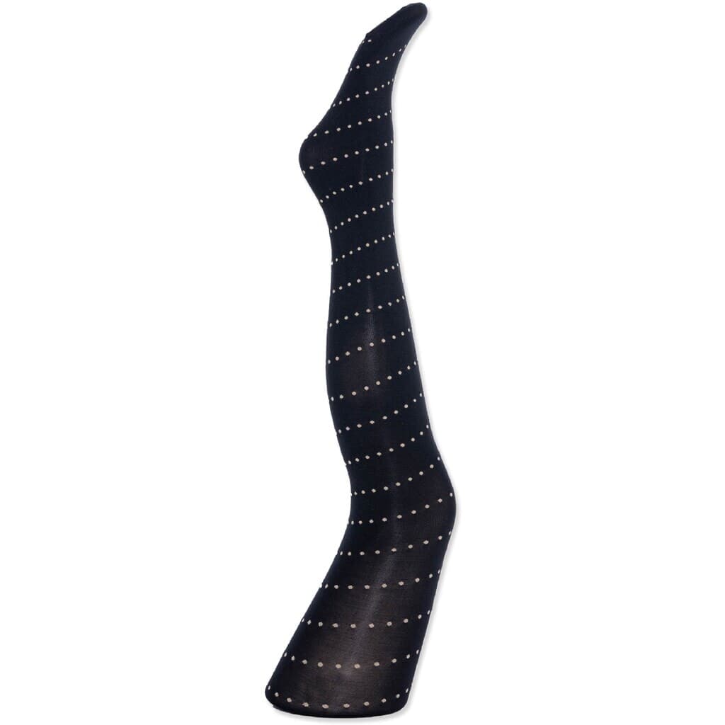 A MOÌ Ellen black bias dot tights Tights Black w. light sand dots